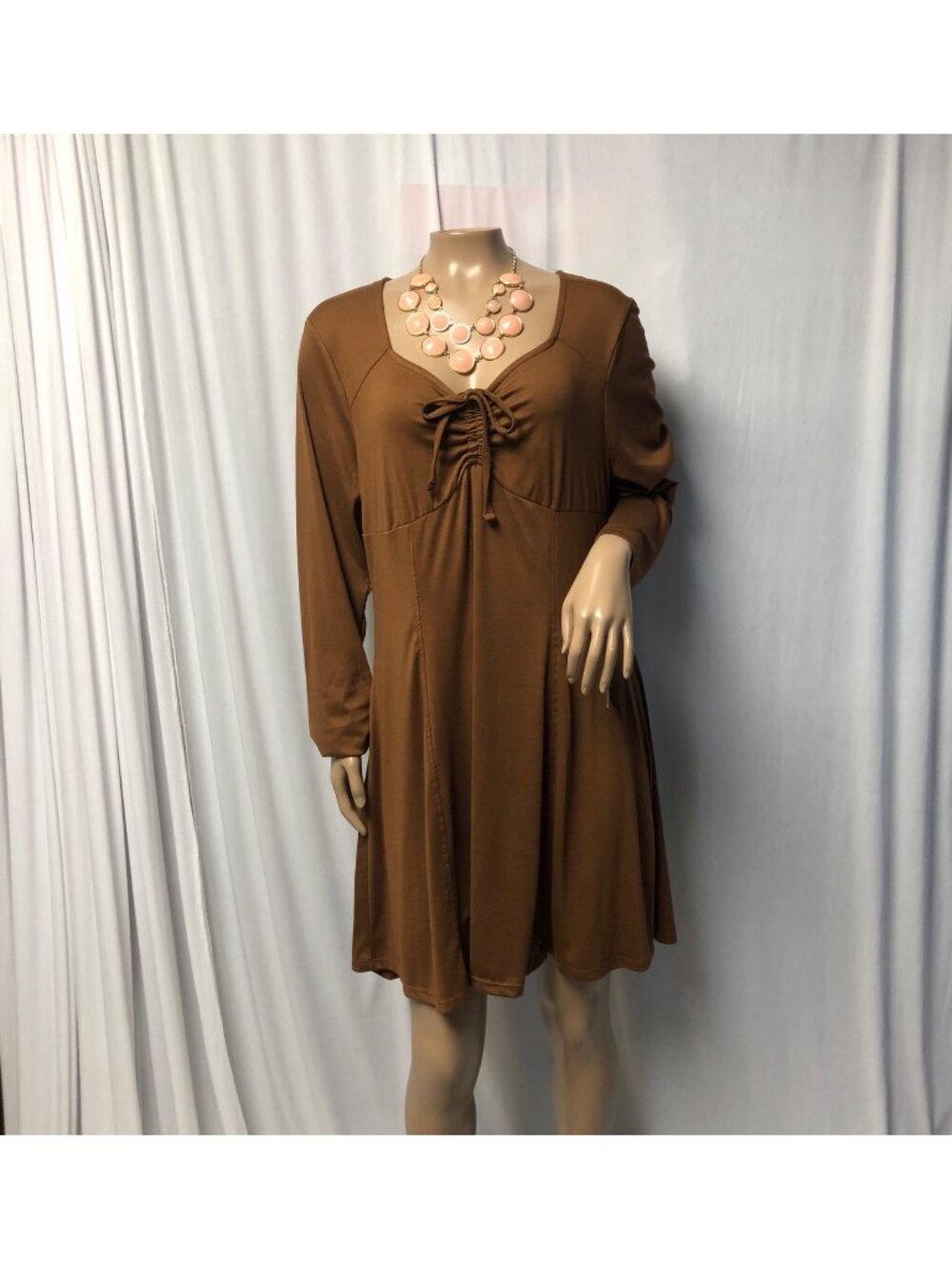 SO Dress Womens Sz XXL Rust Brown Princess Empire Waist Babydoll Soft Comfy NEW